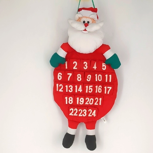 VTG 1994 House of Lloyd Santa Advent Calendar Christmas Pockets Hanging Plush - Picture 1 of 7